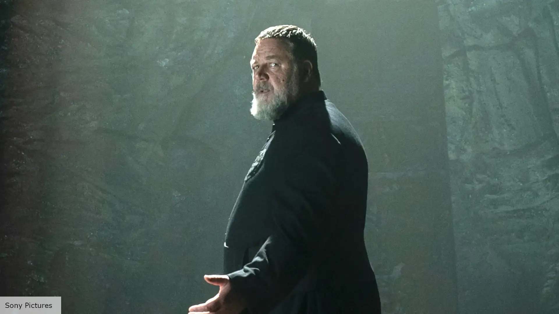 Russell Crowe in a still from 'The Pope's Exorcist' (Sony Pictures)
