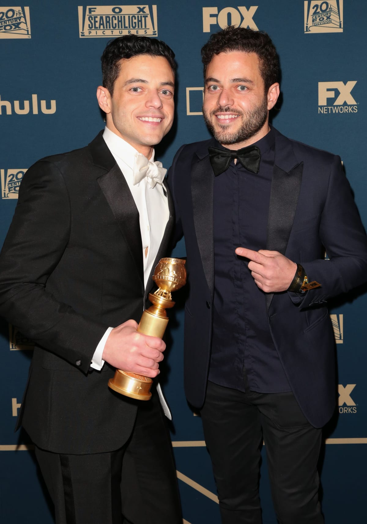 Actor Rami Malek (L) and Sami Malek (R) attend the FOX, FX and Hulu 2019 Golden Globe Awards after party at The Beverly Hilton Hotel on January 06, 2019 in Beverly Hills, California. (Photo by Paul Archuleta/FilmMagic)