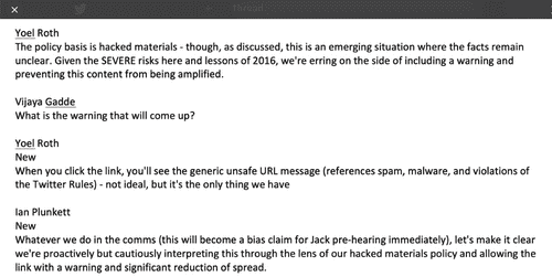 The email exchange between the Twitter employees reveals the confusion (@mtaibbi/Twitter)