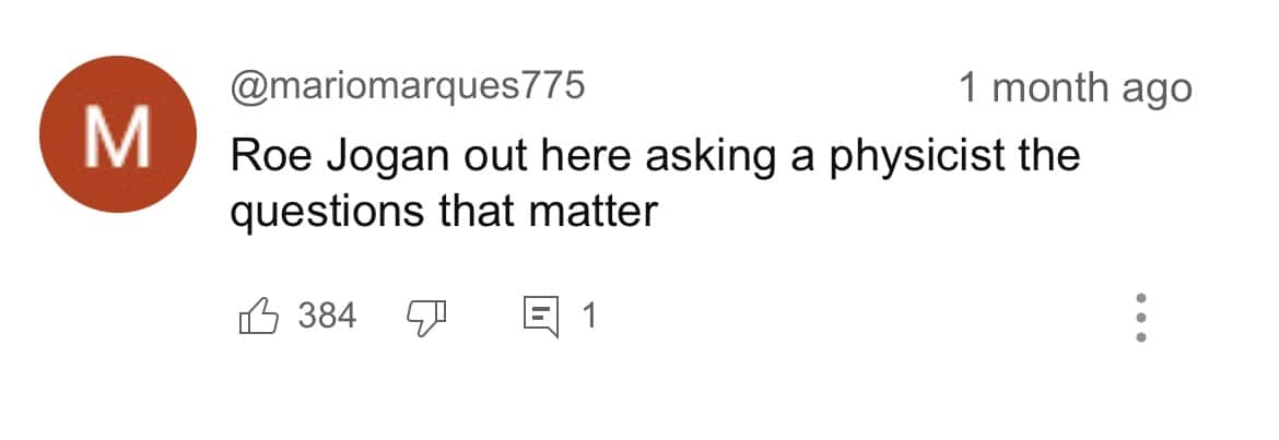 Comment section from Joe Rogan's video clip (@SmallGems/Youtube)