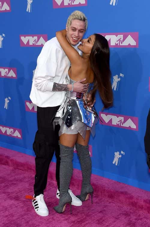 Pete Davidson and Ariana Grande attend the 2018 MTV Video Music Awards at Radio City Music Hall on August 20, 2018 in New York City.