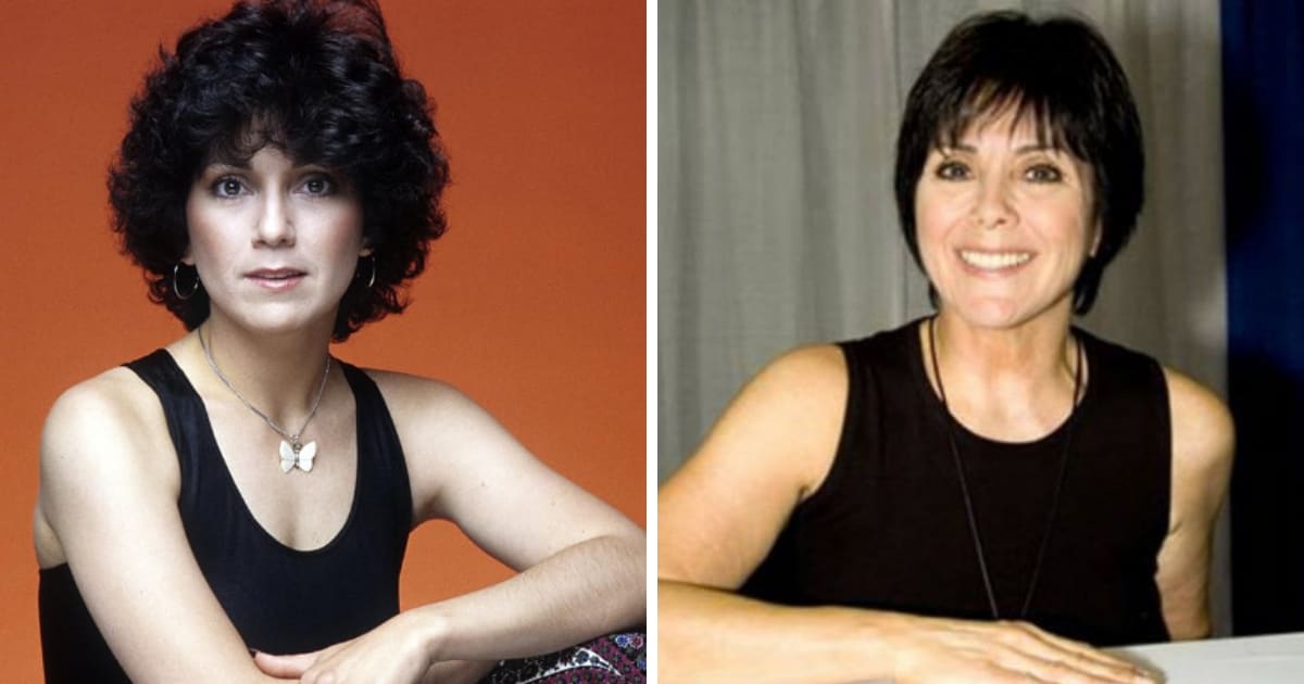 Joyce DeWitt in Three's Company (1976) and pictured in 2019 (American Broadcasting Companies, Inc.. Getty Images)