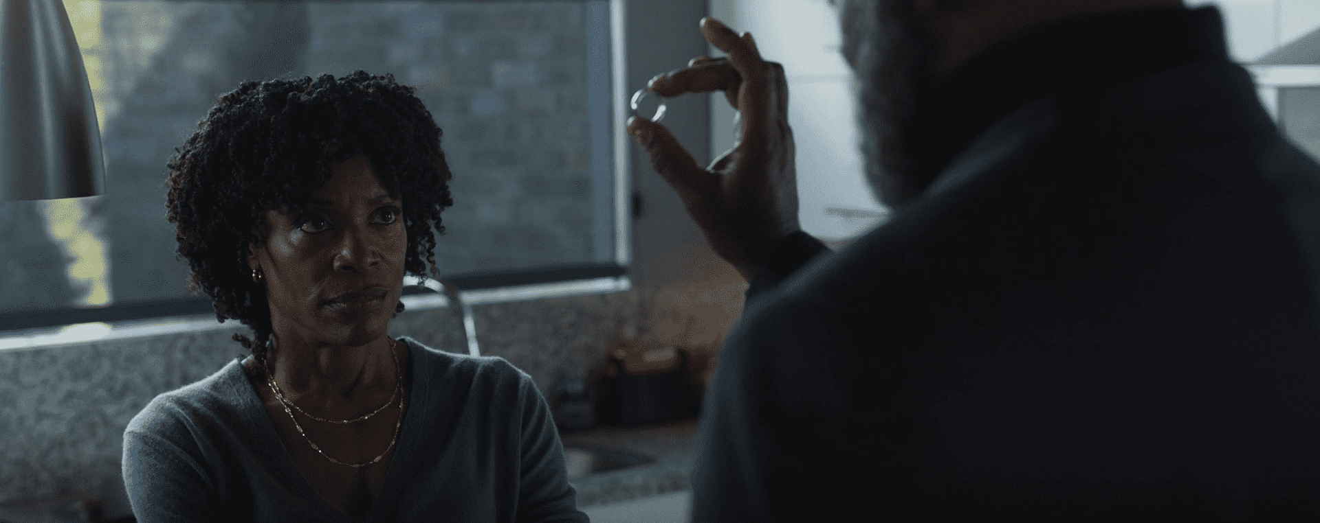 Nick Fury shows Priscilla the wedding ring in 'Secret Invasion' Episode 2 (Disney+)