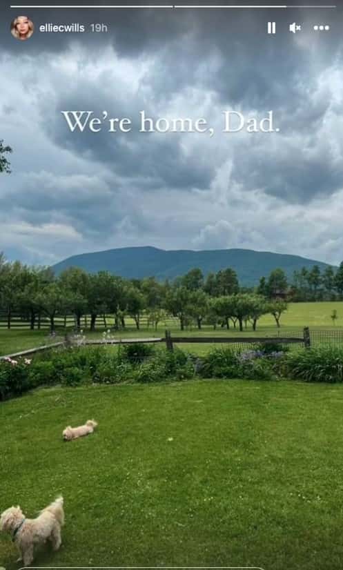 Elinor 'Ellie' Williams posted a beautiful view of Vermont on her Instagram Story, showing her father's beloved dog Woody (@elliecwills/Instagram)