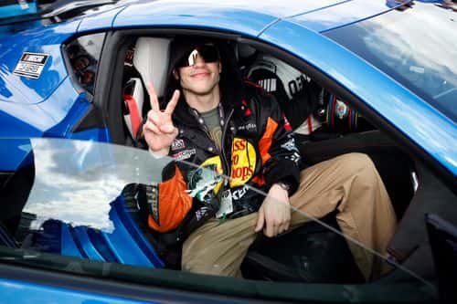 Pete Davidson enters the pace car for the pace lap prior to the NASCAR Cup Series 65th Annual Daytona 500 at Daytona International Speedway on February 19, 2023 in Daytona Beach, Florida.