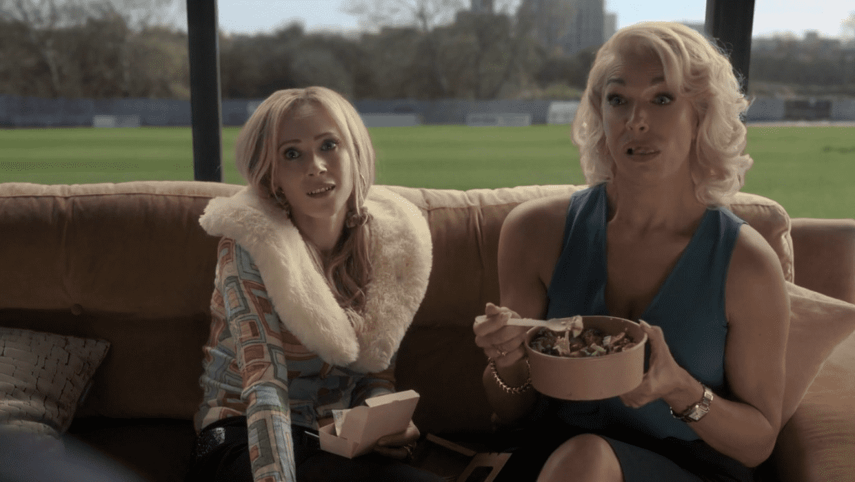 Juno Temple as Keeley Jones and Hannah Weddingham as Rebecca Welton in 'Ted Lasso' (Apple TV+)