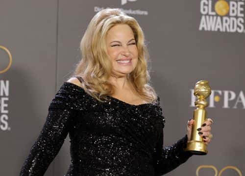 Jennifer Coolidge poses with the award for Best Supporting Actress - Television Limited Series/Motion Picture for