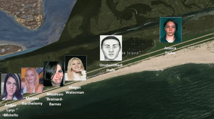 Map showing where the body of some of the victims were found along Ocean Parkway (Suffolk County Police Department)