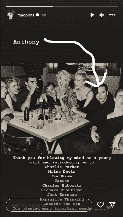 Madonna reacts to her brother Anthony Ciccone‘s death on Instagram story.