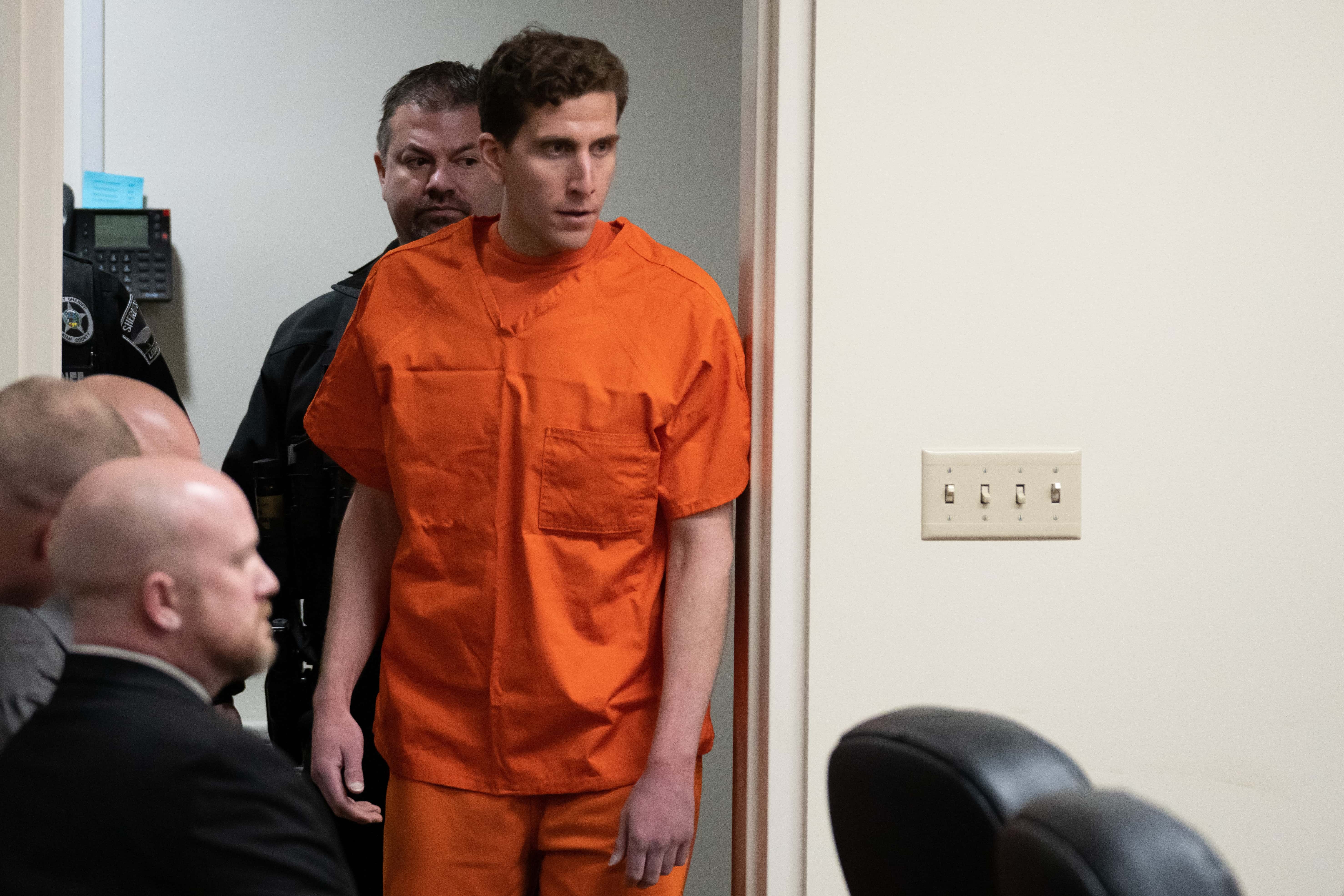 Bryan Kohberger, right, appears at a hearing in Latah County District Court on January 5, 2023, in Moscow, Idaho. Kohberger has been arrested for the murders of four University of Idaho students in November 2022.