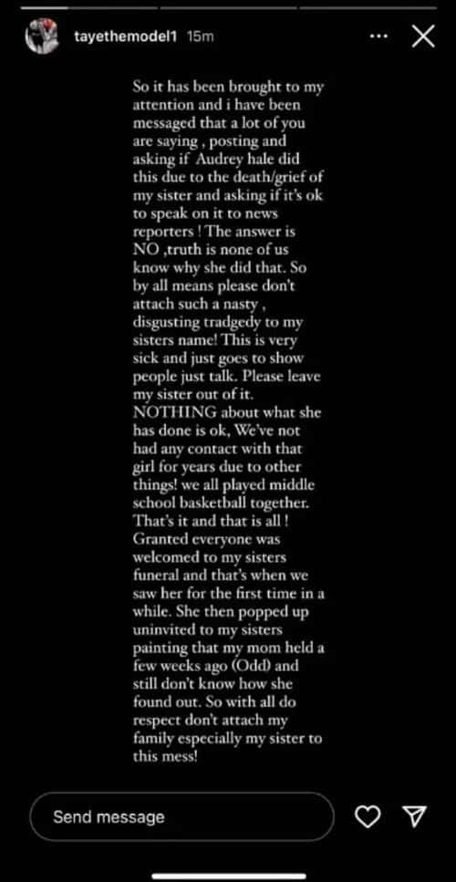 Taylor Sims angrily denied her twin Sydney's death drove Nashville shooter Audrey Hale to kill in a furious Instagram message