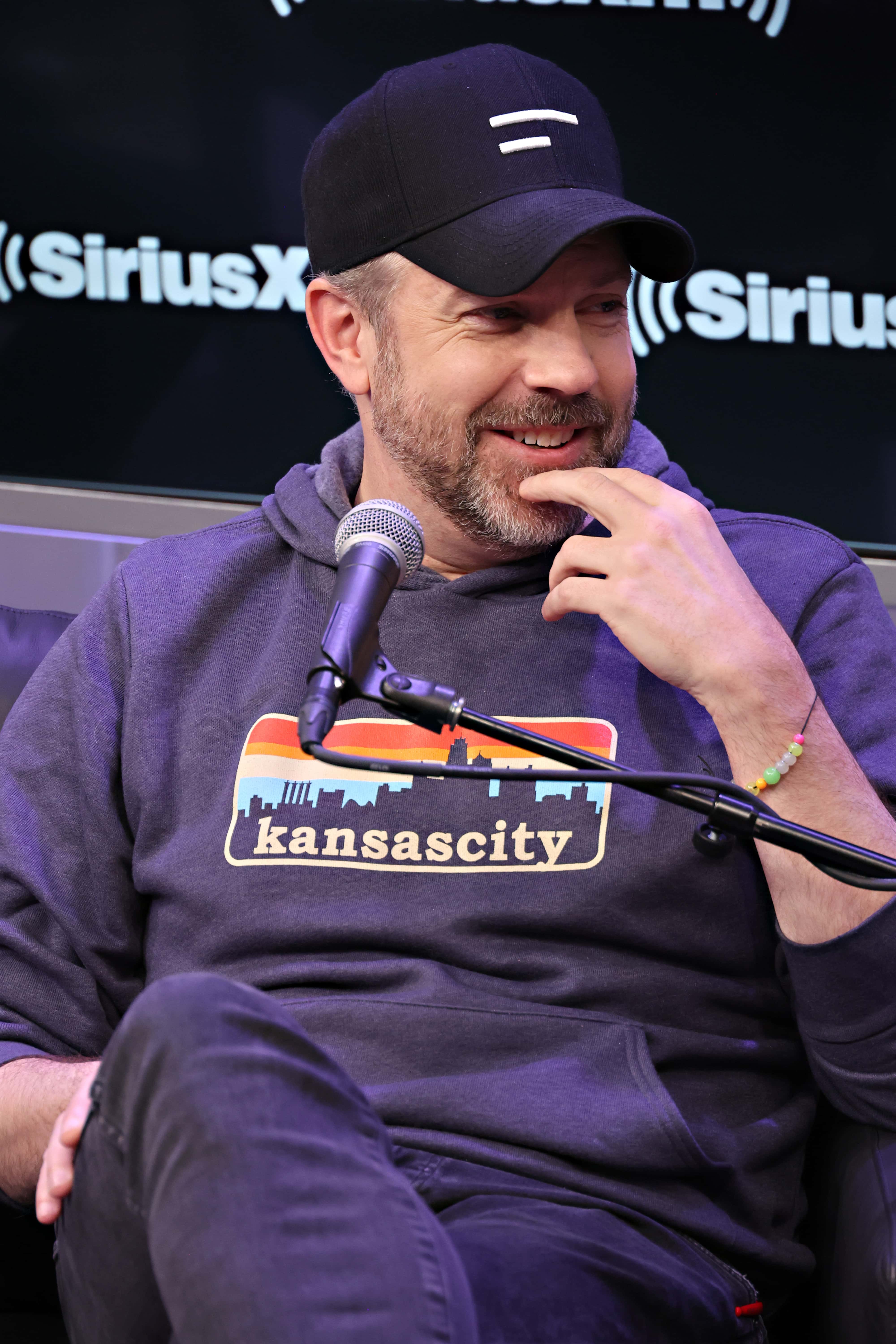 Jason Sudeikis takes part in SiriusXM's Town Hall with the Cast of 'Ted Lasso' at SiriusXM Studios on March 16, 2023, in New York City. (Photo by Cindy Ord/Getty Images for SiriusXM)