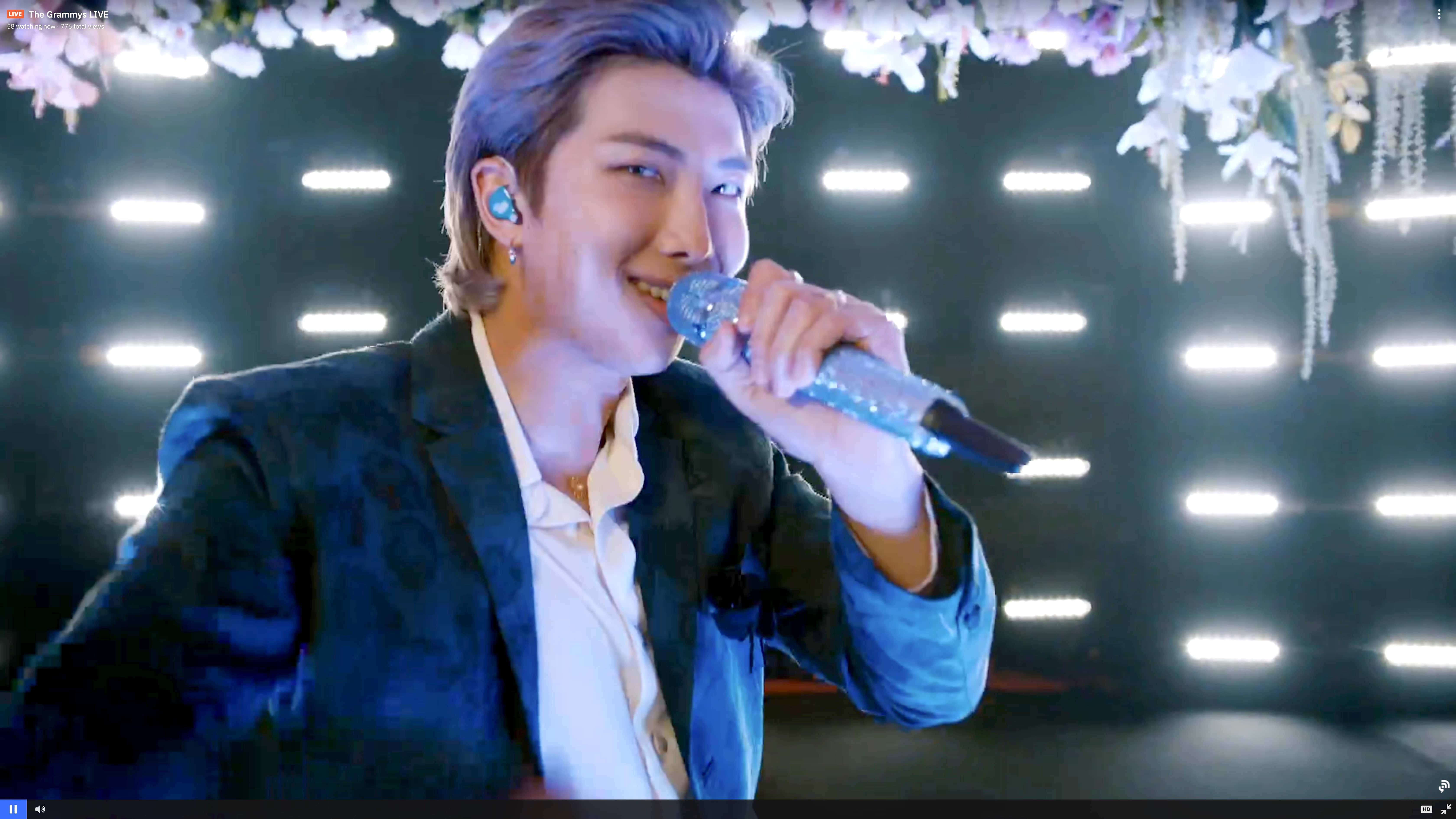 UNSPECIFIED: In this screengrab released on March 14, RM of music group BTS performs onstage during 